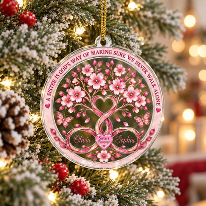 Personalized Sisters Acrylic Ornament: Custom Names Tree of Life Keepsake, Sister Friendship Christmas Gift, Best Friend Decor
