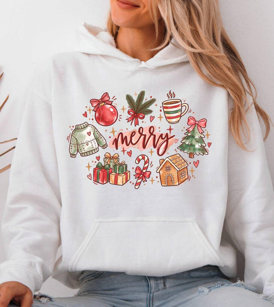 Merry Christmas Hoodie, Holiday Xmas Hoodies for Woman, Cozy Family Pajamas