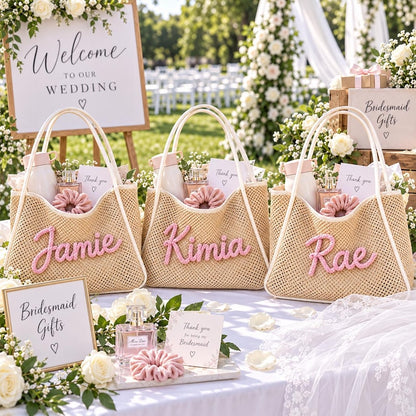 Personalized Beach Tote Bag, Custom Name Straw Bag, Bachelorette Trip Gift, Personalized Summer Tote, Beach Vacation Bag, Bridal Party Gift
