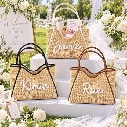Personalized Beach Tote Bag, Custom Name Straw Bag, Bachelorette Trip Gift, Personalized Summer Tote, Beach Vacation Bag, Bridal Party Gift
