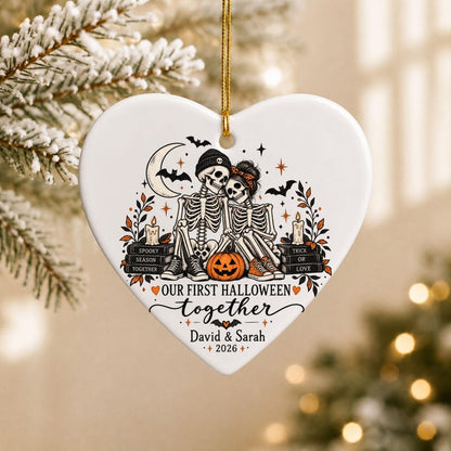Personalized First Halloween Couple Ornament, Spooky Skeleton Keepsake Gift