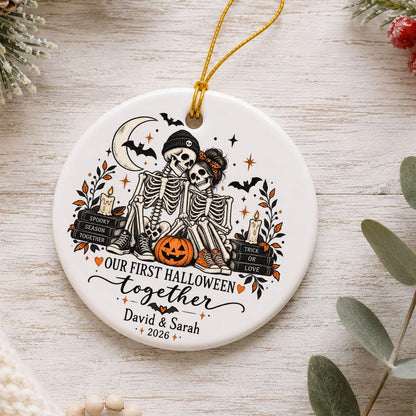 Personalized First Halloween Couple Ornament, Spooky Skeleton Keepsake Gift
