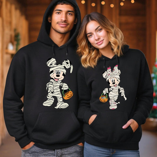 Disney Couple Matching Hoodie, Halloween Mummy Mouse Hoodie, Mickey and Minnie Halloween Pullover, Trick Or Treat Top