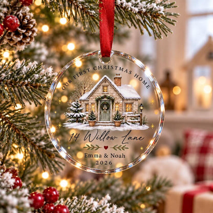 Personalized New Home Ornament, First Christmas in Our New Home, Custom Name & Address Christmas Keepsake, Housewarming Gift 2026
