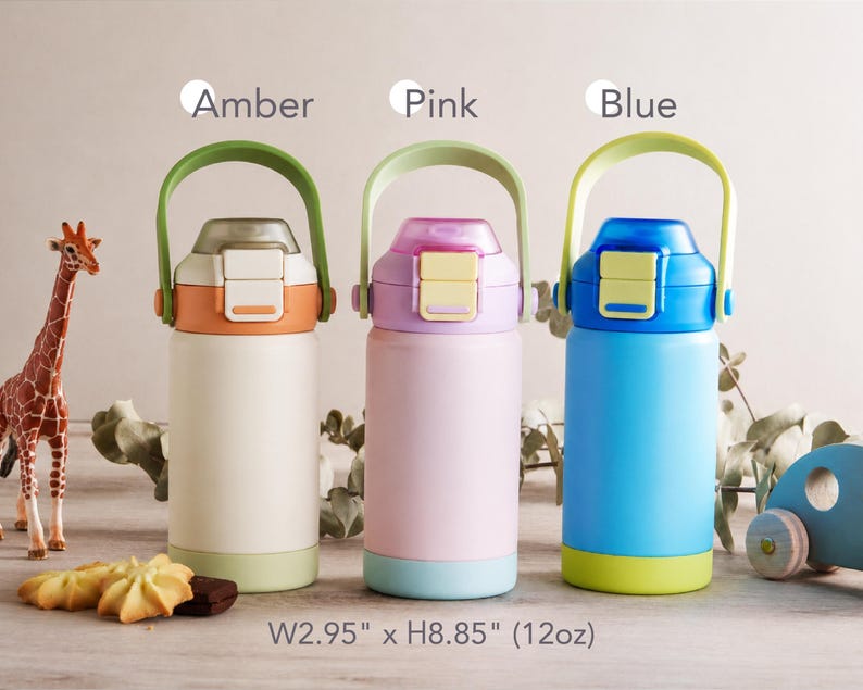 Kid Water Bottle, Engraved Tumbler, Back to School for Kids, Stainless Steel, Dual Use Spout Straw <D> [KT02]