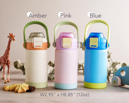 Back to School Gifts, Personalized Kid Water Bottle with Straw, Engraved Kids Name Tumbler [KT02] [R]