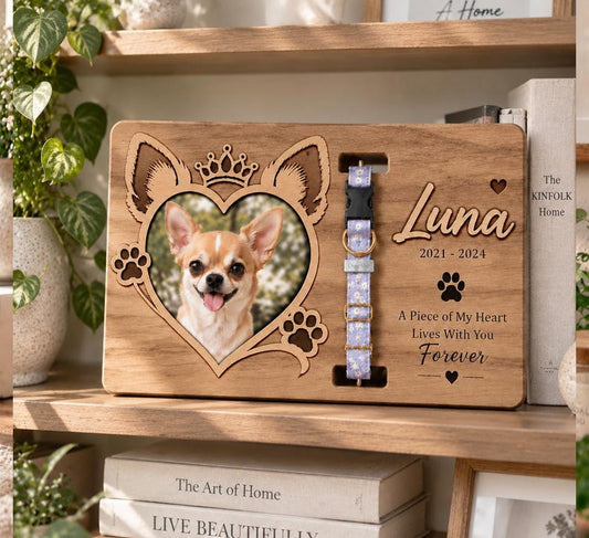 Chihuahua Collar Holder Memorial Frame, Personalized Dog Loss Gift, Chihuahua Keepsake, Pet Passed Away Tribute, Custom Remembrance