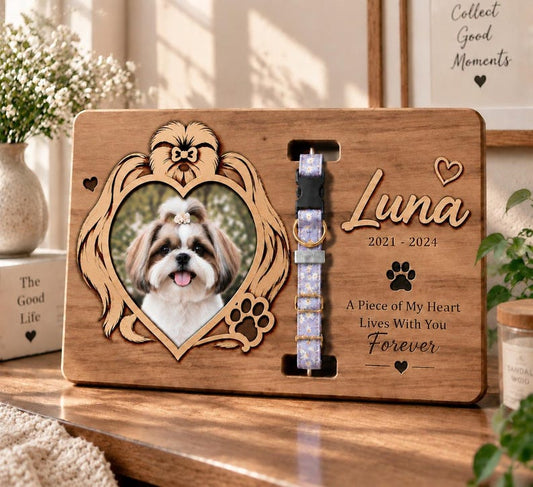 Shih Tzu Collar Holder Memorial Frame, Personalized Dog Loss Gift, Shih Tzu Dog Keepsake, Pet Passed Away Tribute, Custom Remembrance