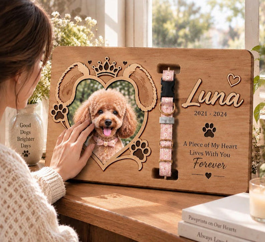 Poodle Collar Holder Memorial Frame, Personalized Dog Loss Gift, Poodle Dog Keepsake, Pet Passed Away Tribute, Custom Remembrance