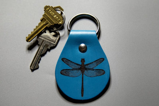 Dragonfly Painted Leather Keychain
