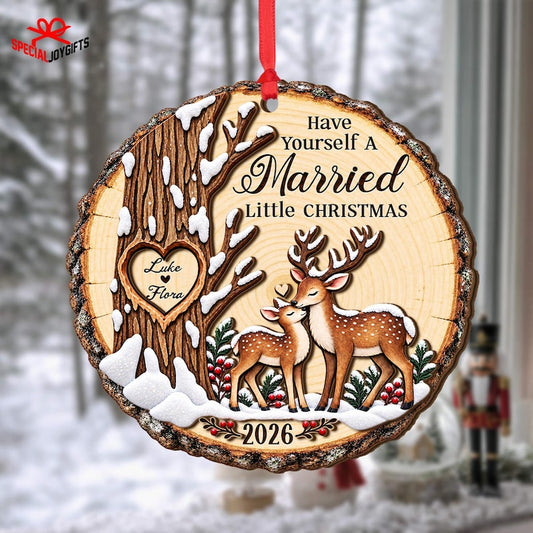 Custom Deer Couples Christmas Wood Ornament, Custom Deer Ornament, Deer Couple Hunting Gifts, Couple Christmas Ornament, Gift for Couples