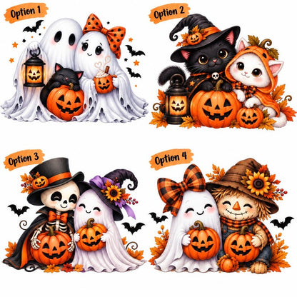 Personalized Halloween Couple Ornament, Custom Name Ghost Pumpkin Ornament, Cute Spooky Couple Keepsake, Halloween Gift