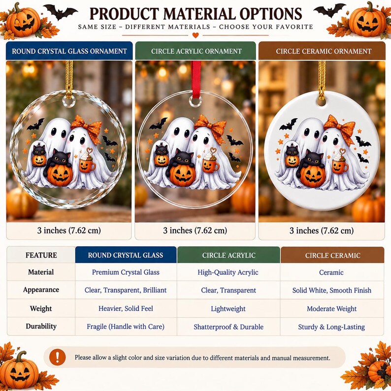 Personalized Halloween Couple Ornament, Custom Name Ghost Pumpkin Ornament, Cute Spooky Couple Keepsake, Halloween Gift