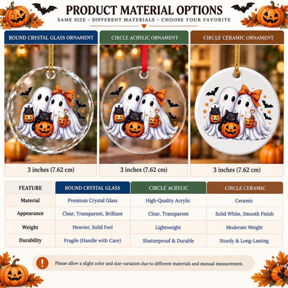 Personalized Halloween Couple Ornament, Custom Name Ghost Pumpkin Ornament, Cute Spooky Couple Keepsake, Halloween Gift