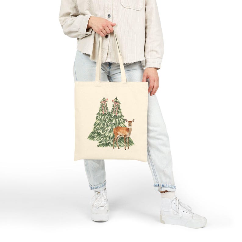 Deer Tote Bag — Coquette Reusable Grocery Shopping Bags, Eco-Friendly Cotton Canvas