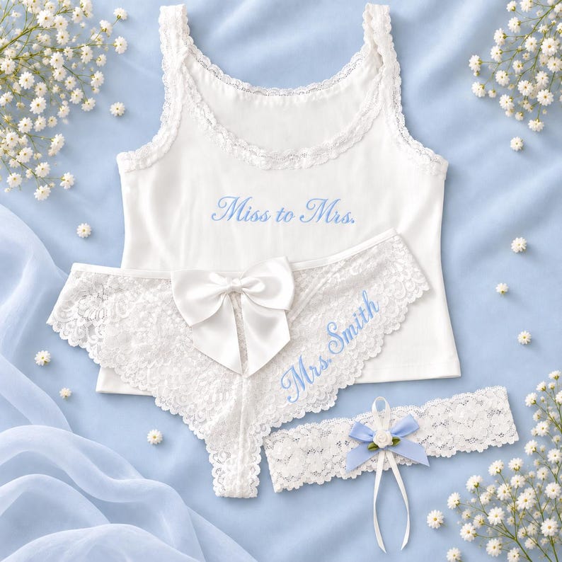 Custom Lace Underwear, Women's Lace Underwear, Bride Underwear, New Mrs Underwear, Honey Moon Outfit, Bridal Shower Gift Set, Gift for Bride