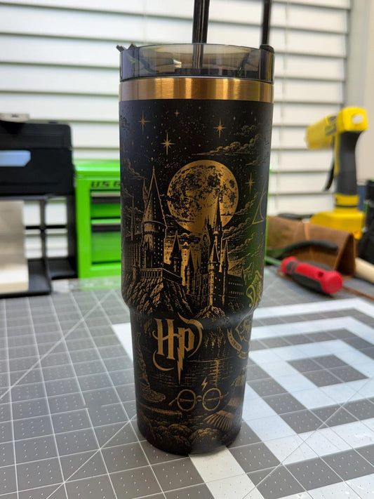 Wizarding world Inspired Laser Engraved 30 oz Stainless Steel Tumbler |  Travel Mug | Wizard Gift | Insulated Coffee Cup