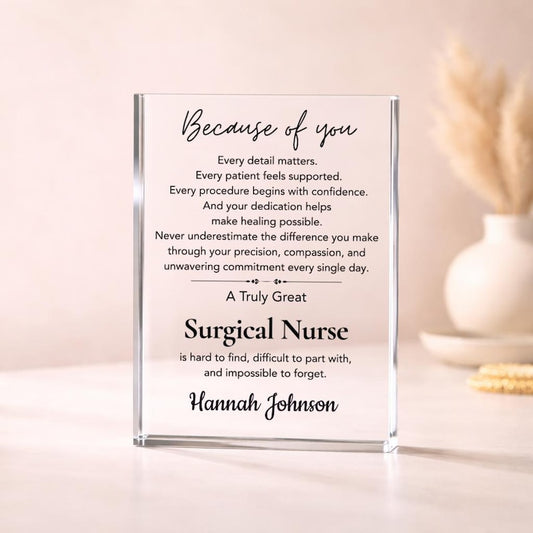 Surgical Nurse Appreciation Gift Personalized Acrylic Plaque, Operating Room Nurse Employee Coworker Thank You Gift, Retirement Farewell