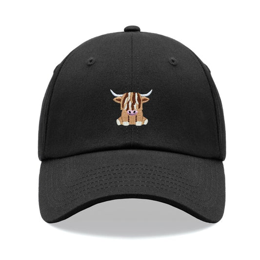 Brown Highland Cow Classic Baseball Sports Cap Unisex Hat Adjustable Funny Summer Holiday Animal Man Lady Farm Farmer Gardening Cute