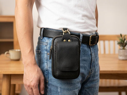 Leather Phone Pouch, Genuine Leather Belt Pouch, Phone Holster, Leather Waist Bag, Leather Belt Bag, Phone Belt Holder, Leather Hip Pouch