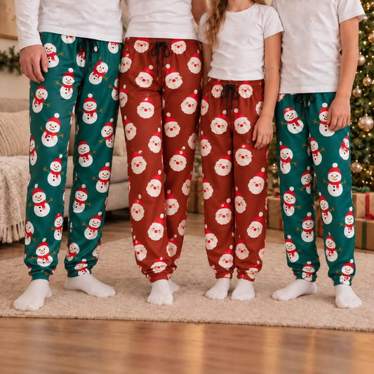 Family Matching Christmas Pajama Pants, Christmas Joggers Style for Adults & Kids, Santa Reindeer Snowman Holiday PJs, Xmas Lounge Pants