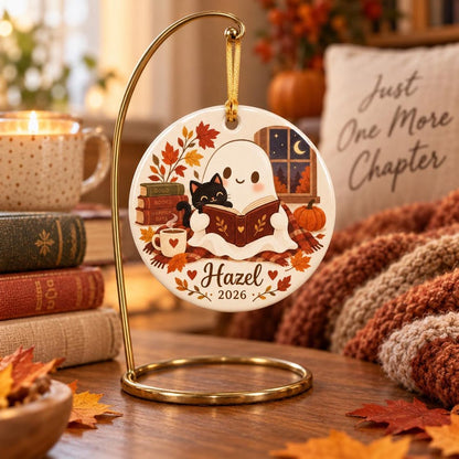 Personalized Ghost Ceramic Ornament, Custom Name Fall Ornament, Cute Halloween Pumpkin Keepsake, Autumn Decor, 2026 Gift