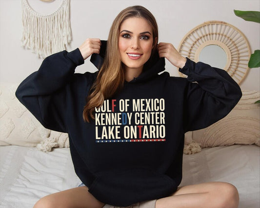 Subtle FDT Political Hoodie, Gulf Of Mexico Lake Ontario Graphic Hoodie, Anti Trump Liberal Gift, Political Activist Top