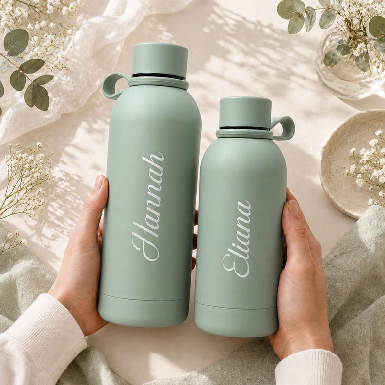 Personalized Tumbler with Strap 17oz Bulk, Custom Water Bottle, Bridesmaid Gifts, Gift for Her