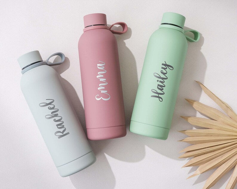 Personalized Tumbler with Strap 17oz Bulk, Custom Water Bottle, Bridesmaid Gifts, Gift for Her