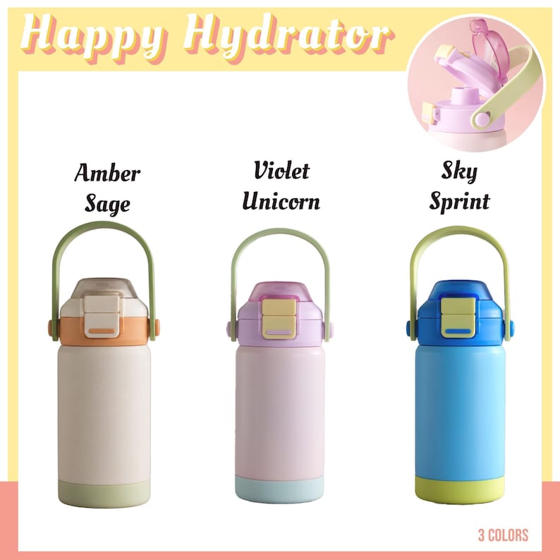 Personalized Kids Water Bottle: Stainless Steel Tumbler, Custom Name Party Favors [W+R]