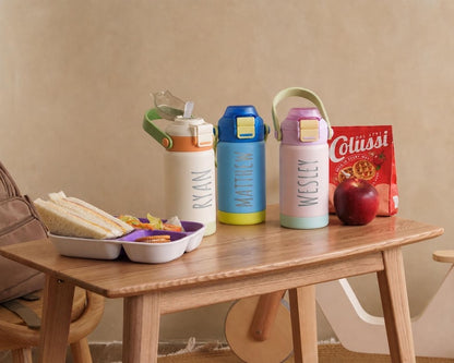 Personalized Kids Water Bottle: Stainless Steel Tumbler, Custom Name Party Favors [W+R]