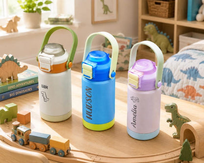 Kid Water Bottle, Engraved Tumbler, Back to School for Kids, Stainless Steel, Dual Use Spout Straw <D> [KT02]