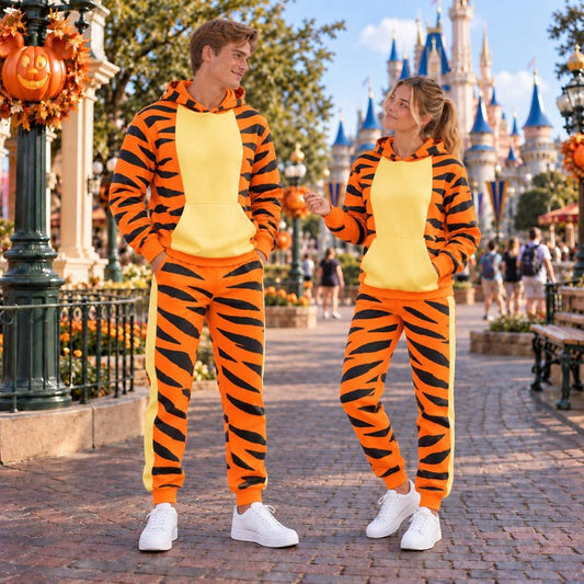 Tigger Costume Hoodie & Joggers Set, Halloween Winnie The Pooh Costume Outfits, Tigger Cosplay Matching Set, Halloween Costume Outfits