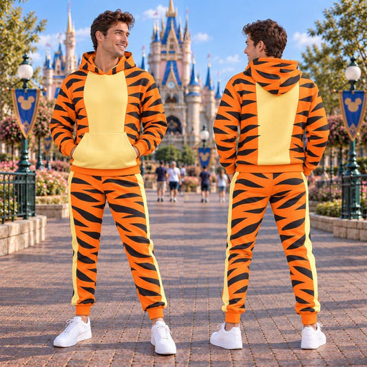 Tigger Costume Hoodie & Joggers Set, Halloween Winnie The Pooh Costume Outfits, Tigger Cosplay Matching Set, Halloween Costume Outfits