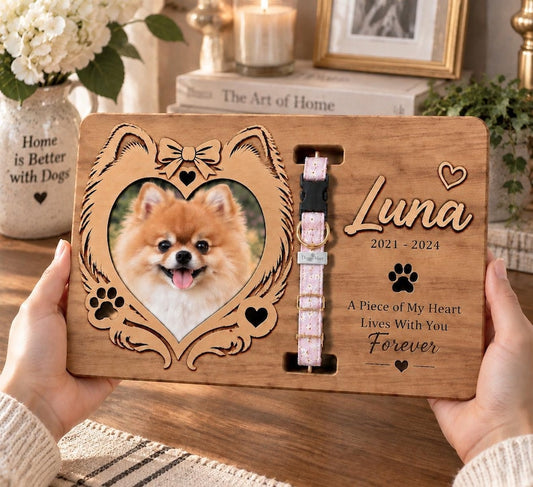 Pomeranian Collar Holder Memorial Frame, Personalized Dog Loss Gift, Pomeranian Dog Keepsake, Pet Passed Away Tribute, Custom Remembrance