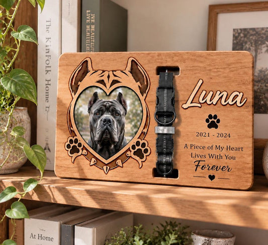 Cane Corso Collar Holder Memorial Frame, Personalized Dog Loss Gift, Cane Corso Dog Keepsake, Pet Passed Away Tribute, Custom Remembrance