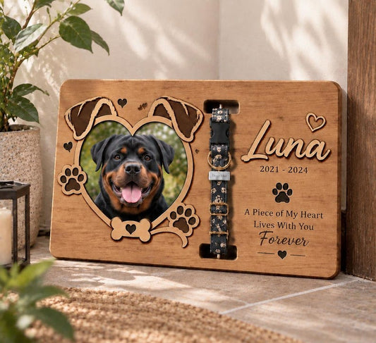 Rottweiler Collar Holder Memorial Frame, Personalized Dog Loss Gift, Rottweiler Dog Keepsake, Pet Passed Away Tribute, Custom Remembrance
