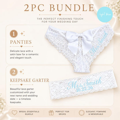 Custom Lace Underwear, Women's Lace Underwear, Bride Underwear, New Mrs Underwear, Honey Moon Outfit, Bridal Shower Gift Set, Gift for Bride