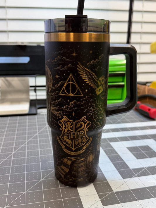 Wizarding world Inspired Laser Engraved 30 oz Stainless Steel Tumbler |  Travel Mug | Wizard Gift | Insulated Coffee Cup
