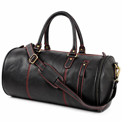 Full Grain Leather Gym Duffle Bag with Shoe Compartment – Vintage Weekender Carry On